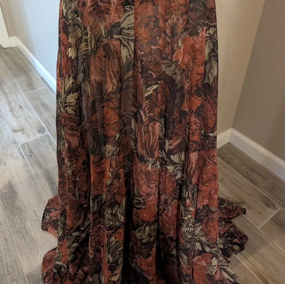 🔥Ronny Kobo Sexy Floral Maxi Dress Plunging Neckline 💥 Spaghetti Straps - Picture 3 of 5